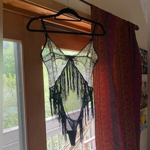 Vintage 90s lingerie bodysuit with fringe